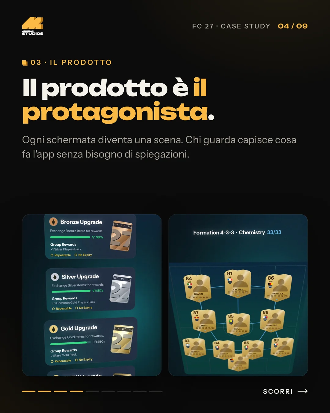 FC 27 case study carousel: app screens as scenes