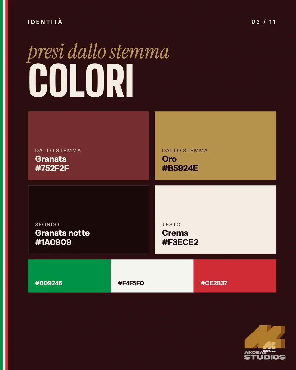 Colour palette taken from the crest