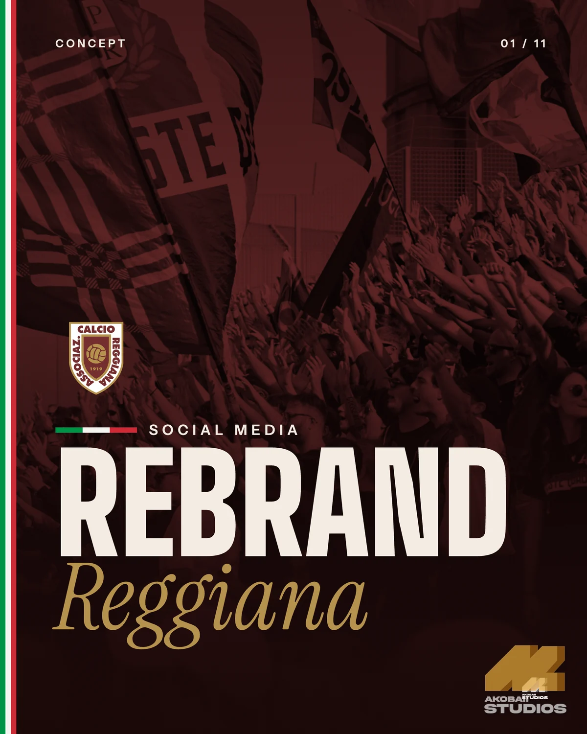 Cover of the Reggiana social media rebrand concept