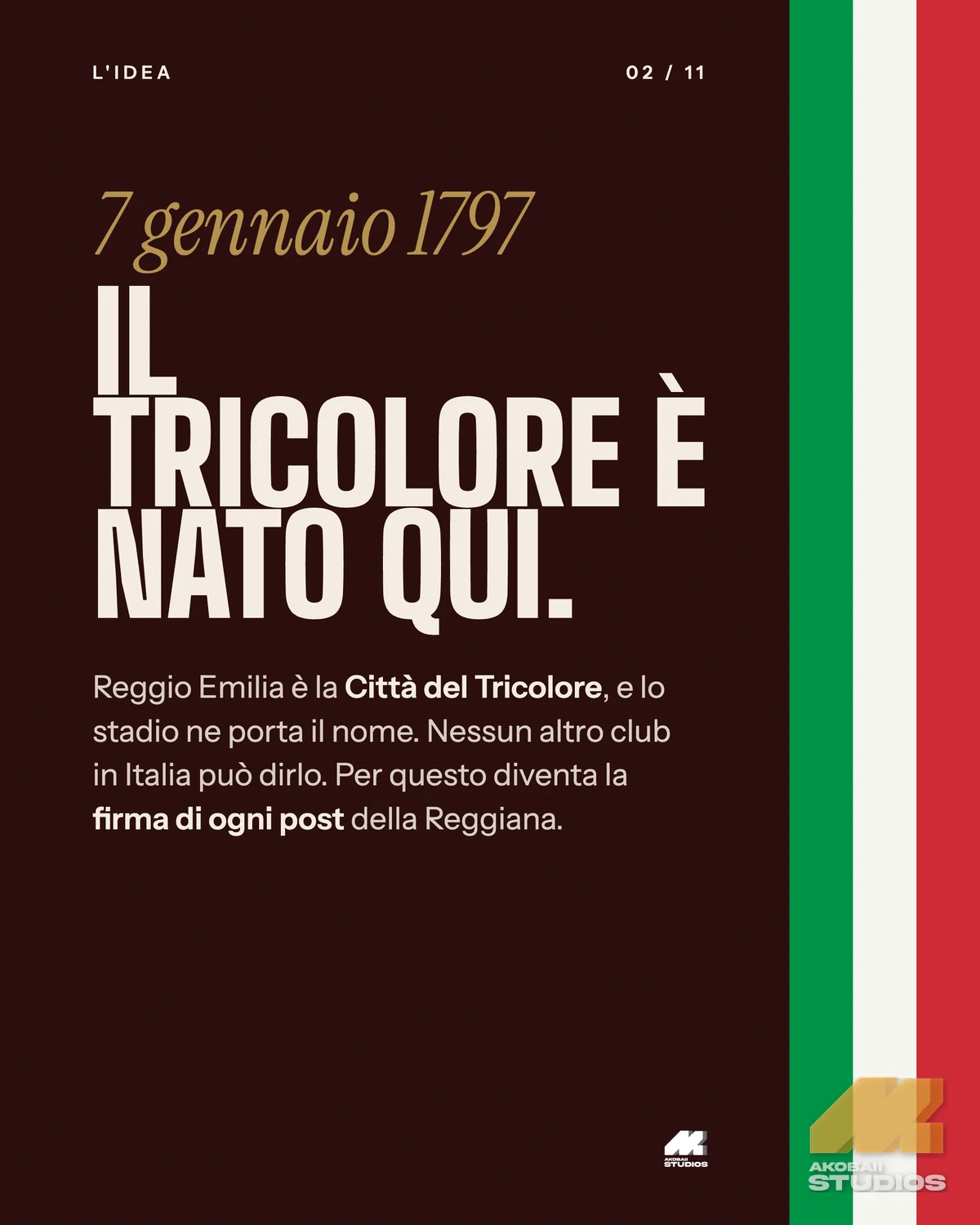 Slide: the tricolour was born here, 7 January 1797