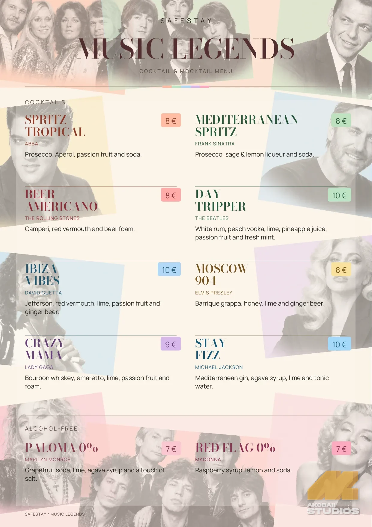 Full menu in the A4 vintage edition